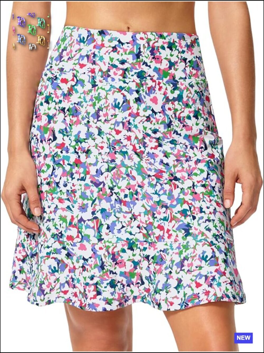 High Waisted Ruffle Skort 20" Long Swim Skirt Modest Tankini Bottom Knee Length